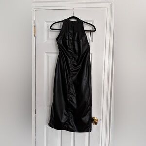 H&M Black Faux Leather Halter Dress
